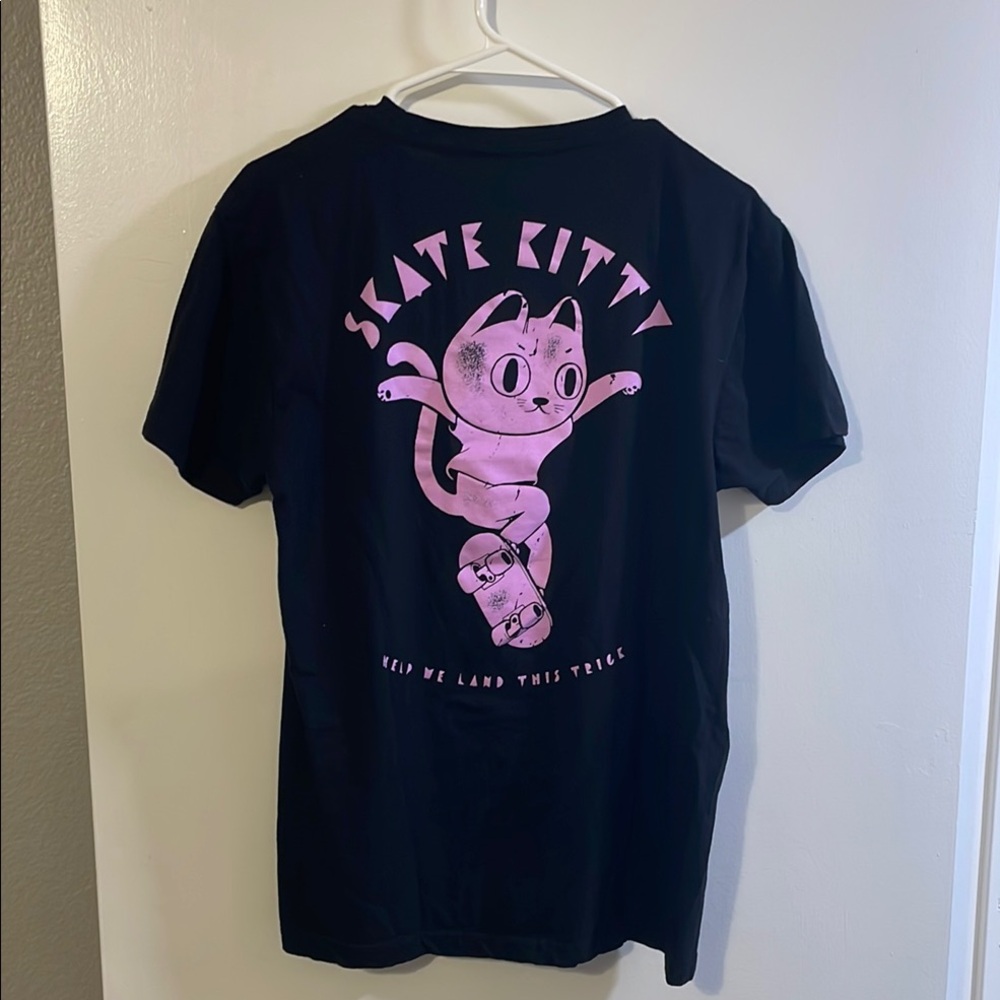 Black and Pink Short Sleeve Tee with Cartoon Design